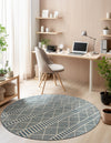 Seaside Lattice Collection Area Rug -  Glade Round Blue  lifestyle 145