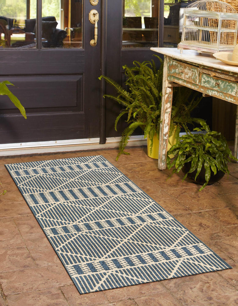 Seaside Lattice Collection Area Rug -  Glade Runner Blue  lifestyle 154