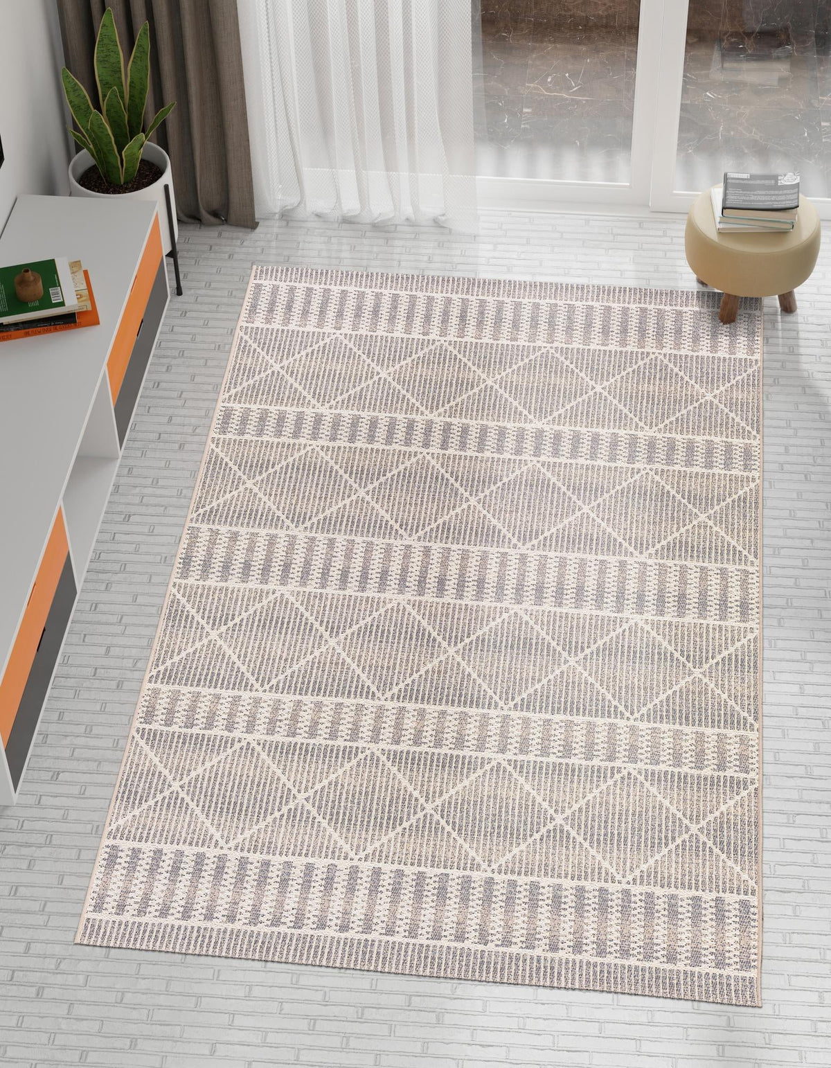 Seaside Lattice Collection Area Rug -  Glade Rectangle Gray  lifestyle 15