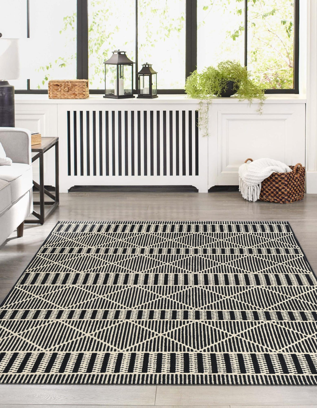 Seaside Lattice Collection Area Rug -  Glade Rectangle Black  lifestyle 16