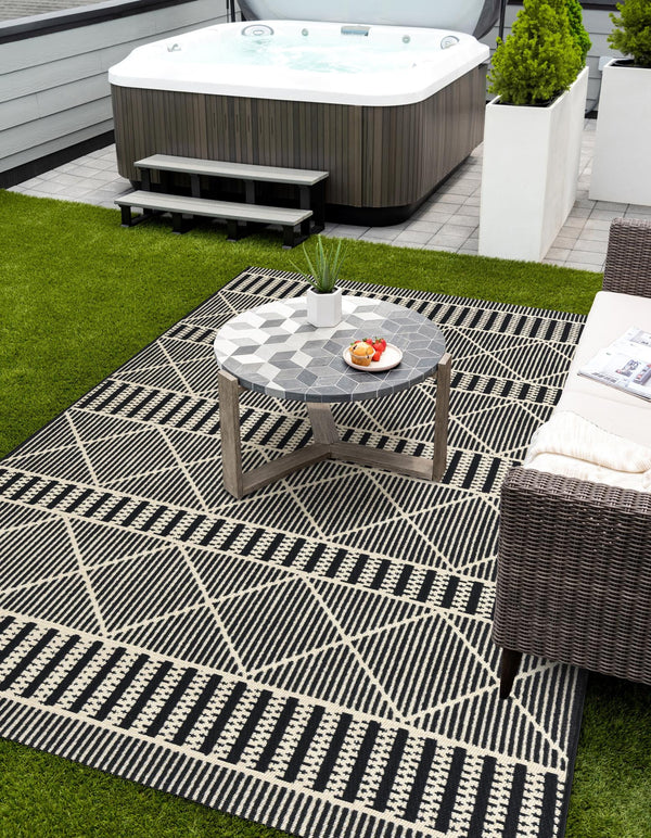 Seaside Lattice Collection Area Rug -  Glade Rectangle Black  lifestyle 20