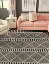 Seaside Lattice Collection Area Rug -  Glade Round Black  lifestyle 133