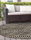 Seaside Lattice Collection Area Rug -  Glade Round Black  lifestyle 157