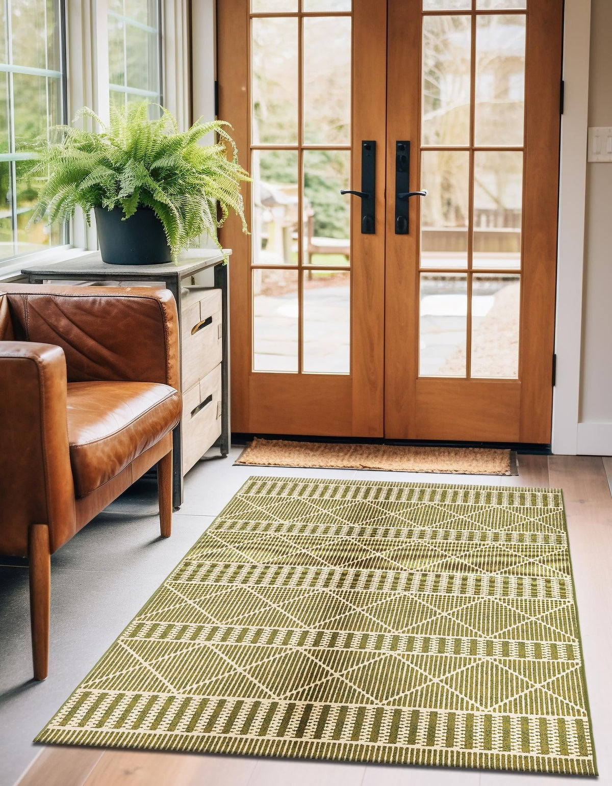 Seaside Lattice Collection Area Rug -  Glade Rectangle Green  lifestyle 9