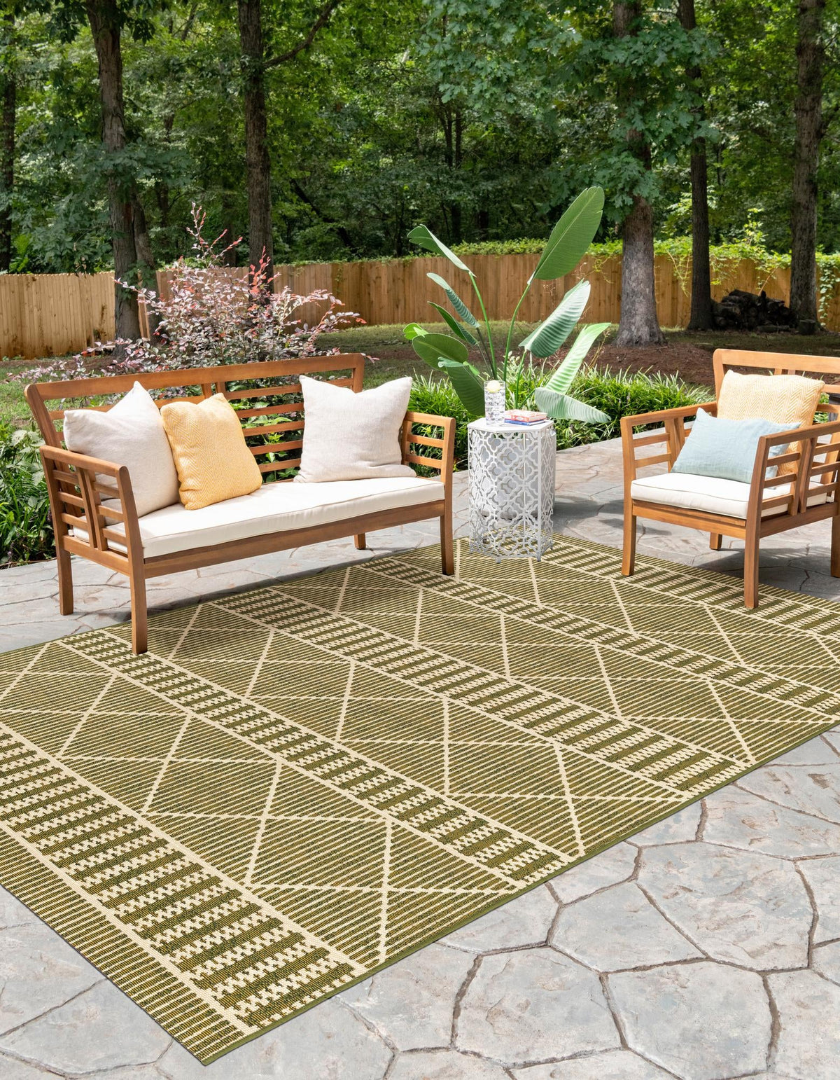 Seaside Lattice Collection Area Rug -  Glade Rectangle Green  lifestyle 13