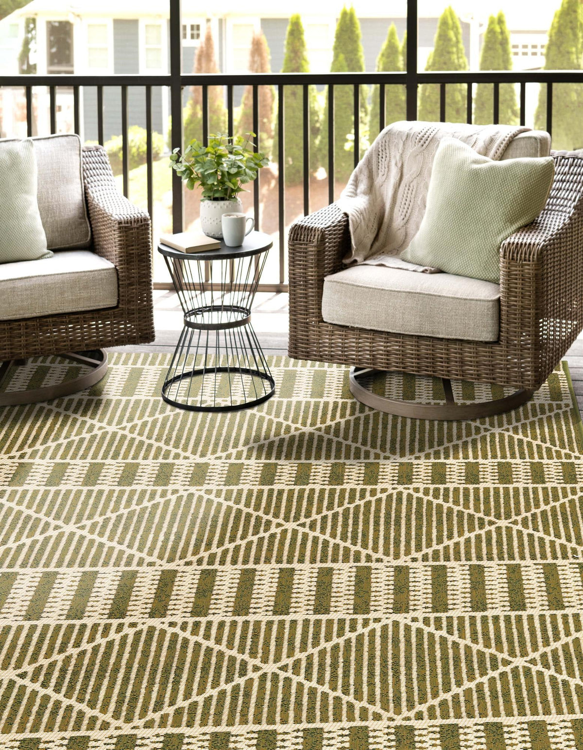 Seaside Lattice Collection Area Rug -  Glade Rectangle Green  lifestyle 21