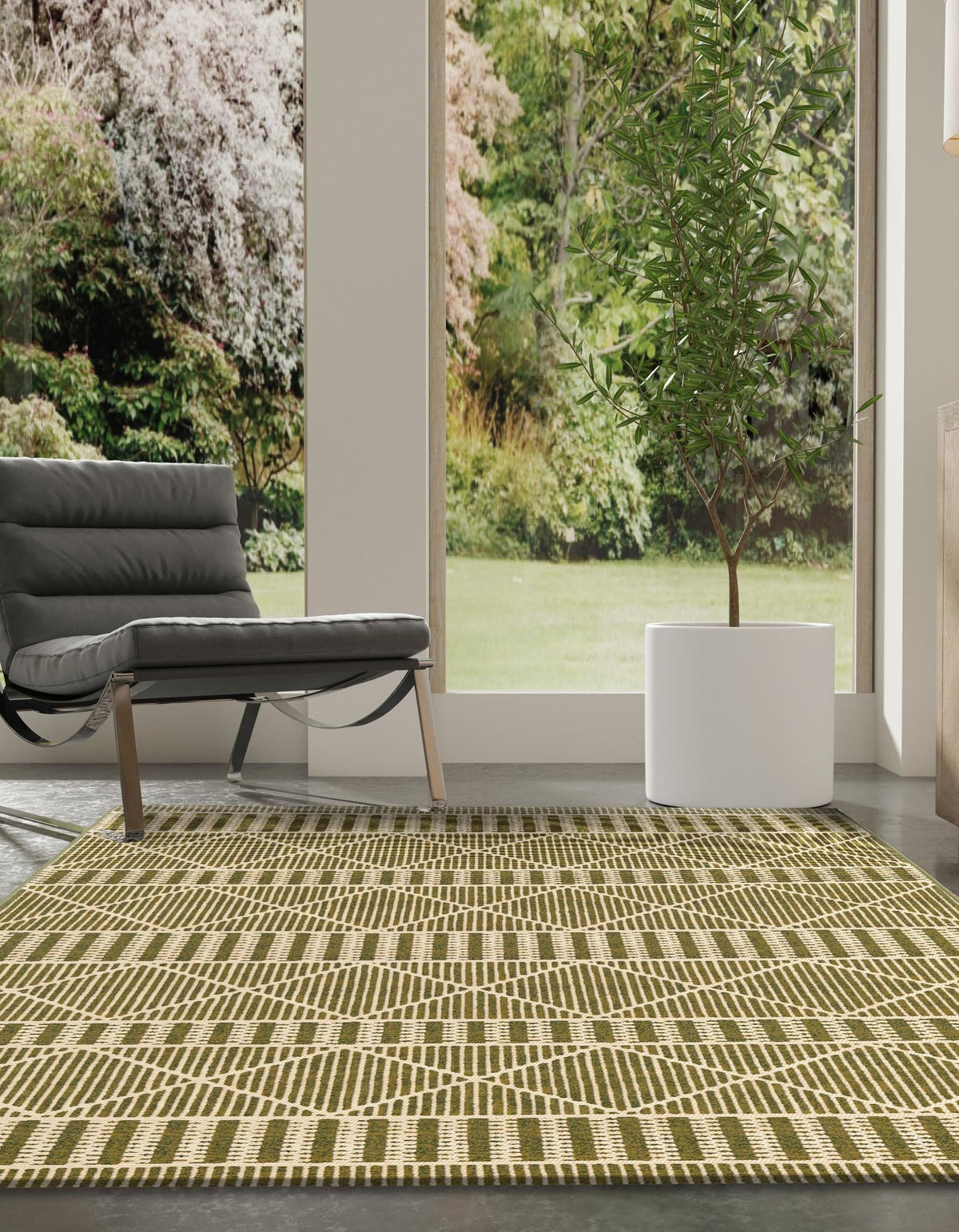 Seaside Lattice Collection Area Rug -  Glade Rectangle Green  lifestyle 33