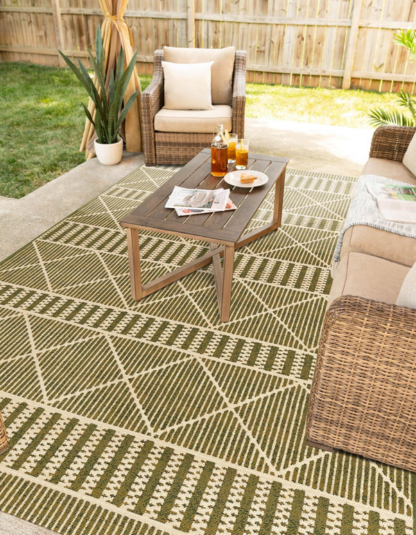 Seaside Lattice Collection Area Rug -  Glade Rectangle Green  lifestyle 37