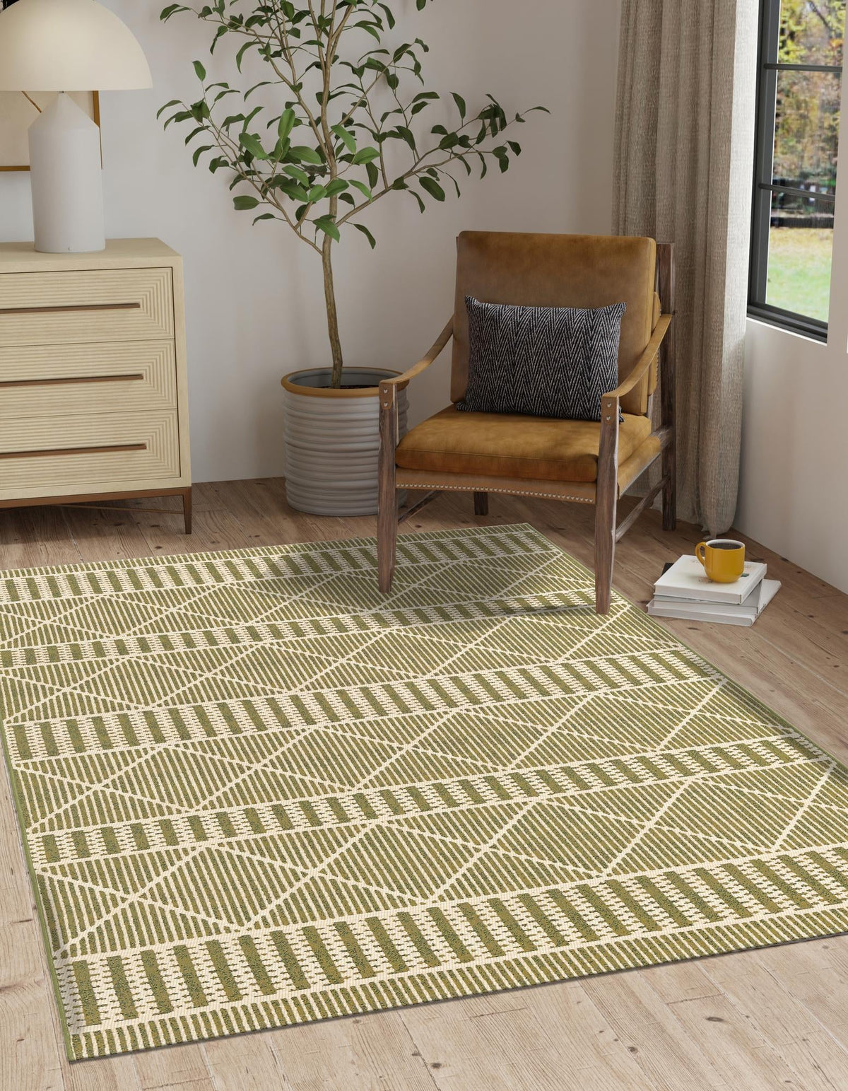Seaside Lattice Collection Area Rug -  Glade Rectangle Green  lifestyle 41