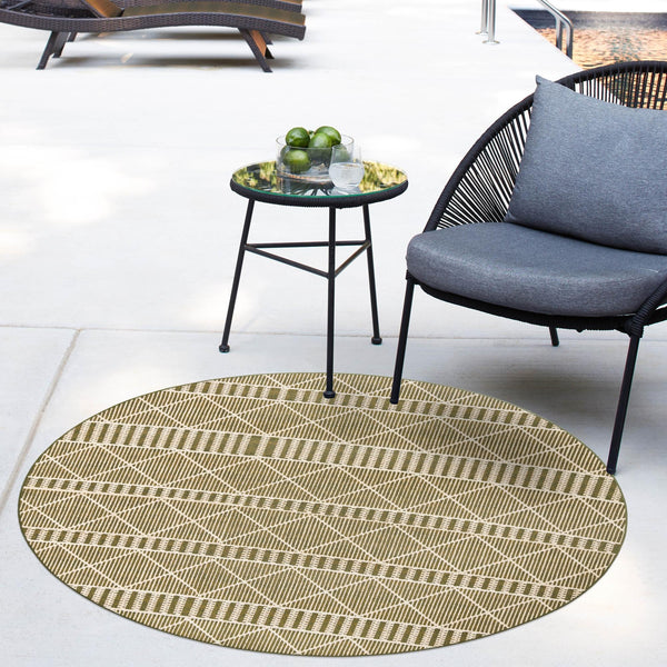 Seaside Lattice Collection Area Rug -  Glade Round Green  lifestyle 208
