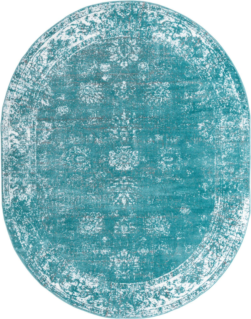 Riviera Elegance Collection Area Rug - Antibes (Turquoise) Oval Turquoise Main