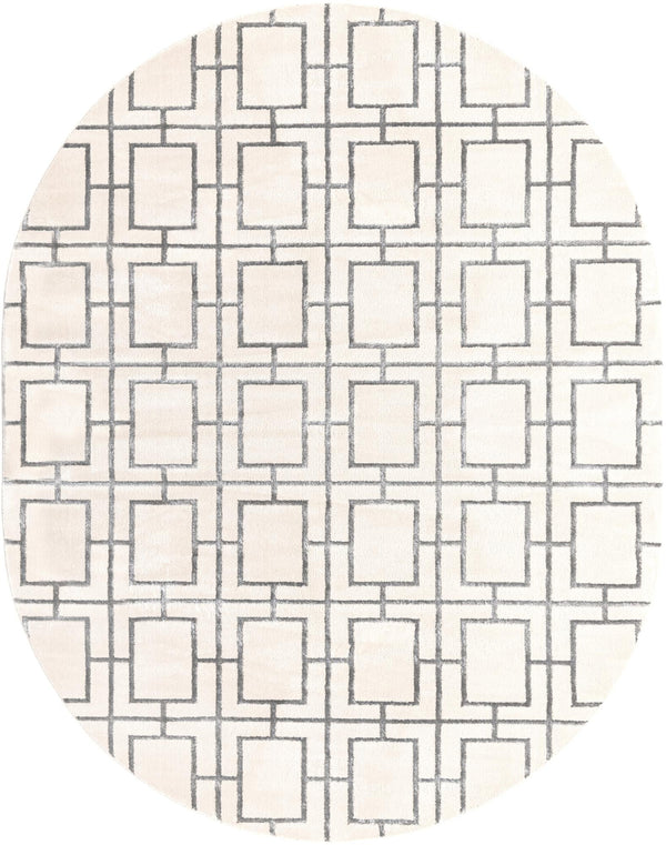 Hollywood Luxe Collection Area Rug -  Beverly (White Silver) Oval White Silver  lifestyle 18