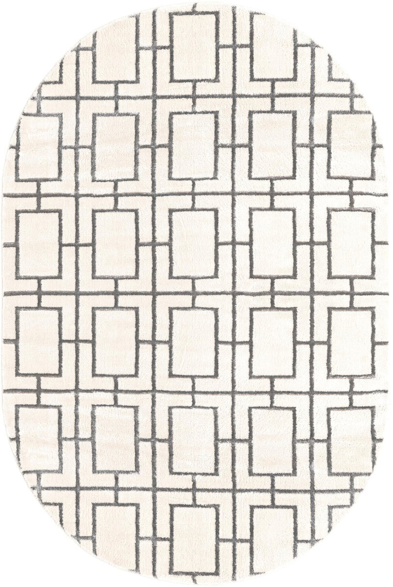 Hollywood Luxe Collection Area Rug -  Beverly (White Silver) Oval White Silver  lifestyle 37
