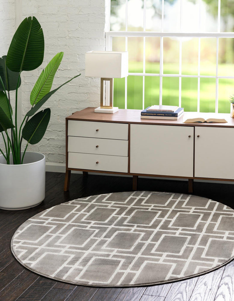 Hollywood Luxe Collection Area Rug -  Beverly (Gray Silver) Round Gray Silver  lifestyle 21
