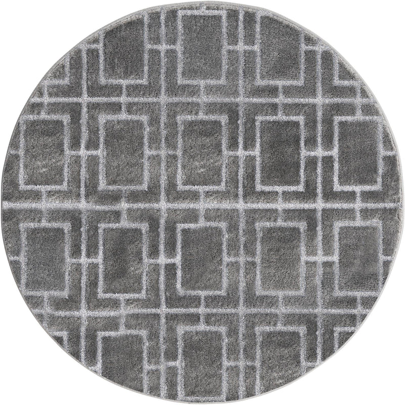 Hollywood Luxe Collection Area Rug -  Beverly (Gray Silver) Round Gray Silver  lifestyle 42