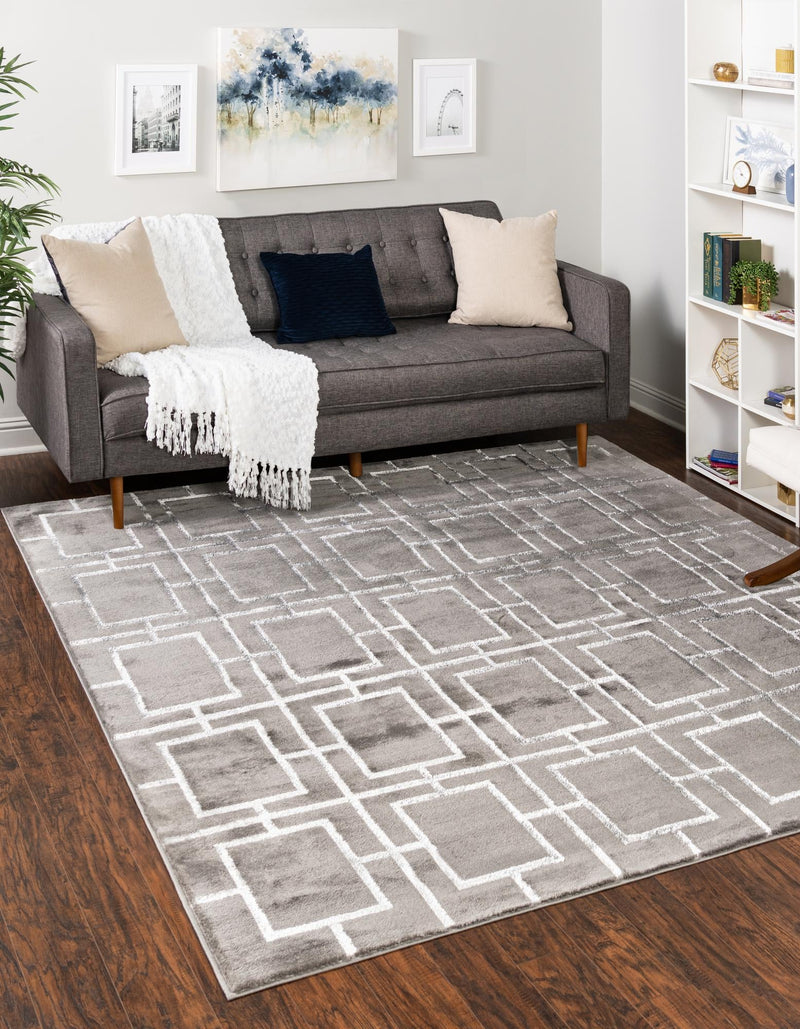 Hollywood Luxe Collection Area Rug -  Beverly (Gray Silver) Square Gray Silver  lifestyle 22