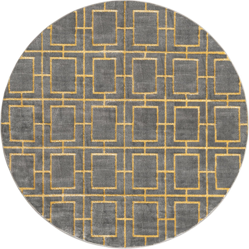 Hollywood Luxe Collection Area Rug -  Beverly (Gray Gold) Round Gray Gold  lifestyle 15