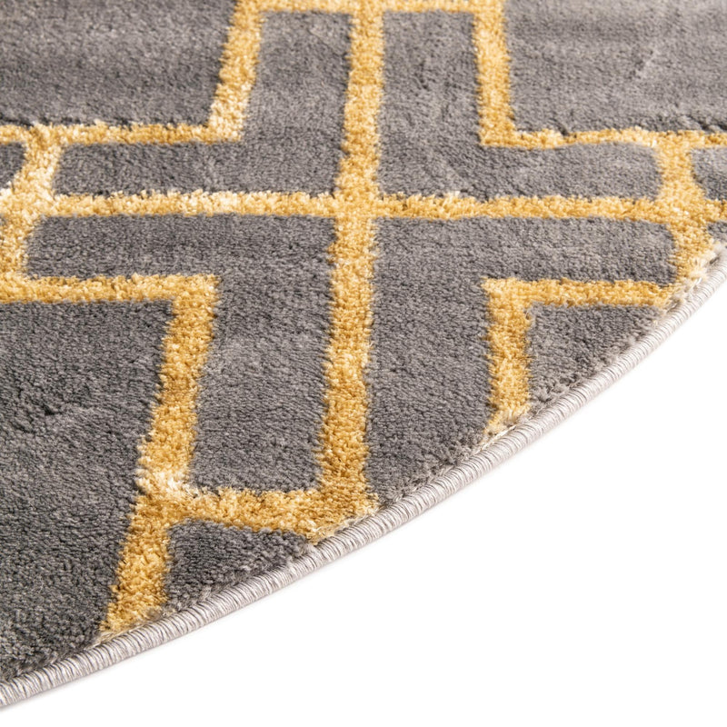 Hollywood Luxe Collection Area Rug -  Beverly (Gray Gold) Round Gray Gold  lifestyle 40