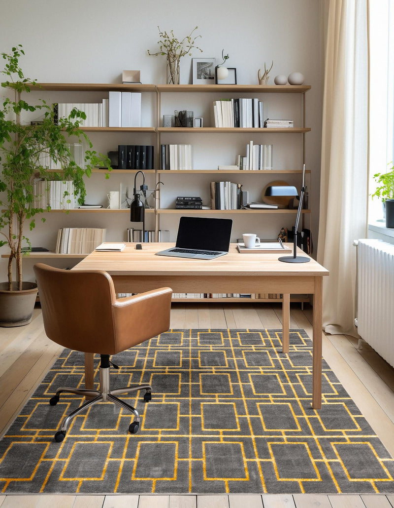 Hollywood Luxe Collection Area Rug -  Beverly (Gray Gold) Square Gray Gold  lifestyle 31