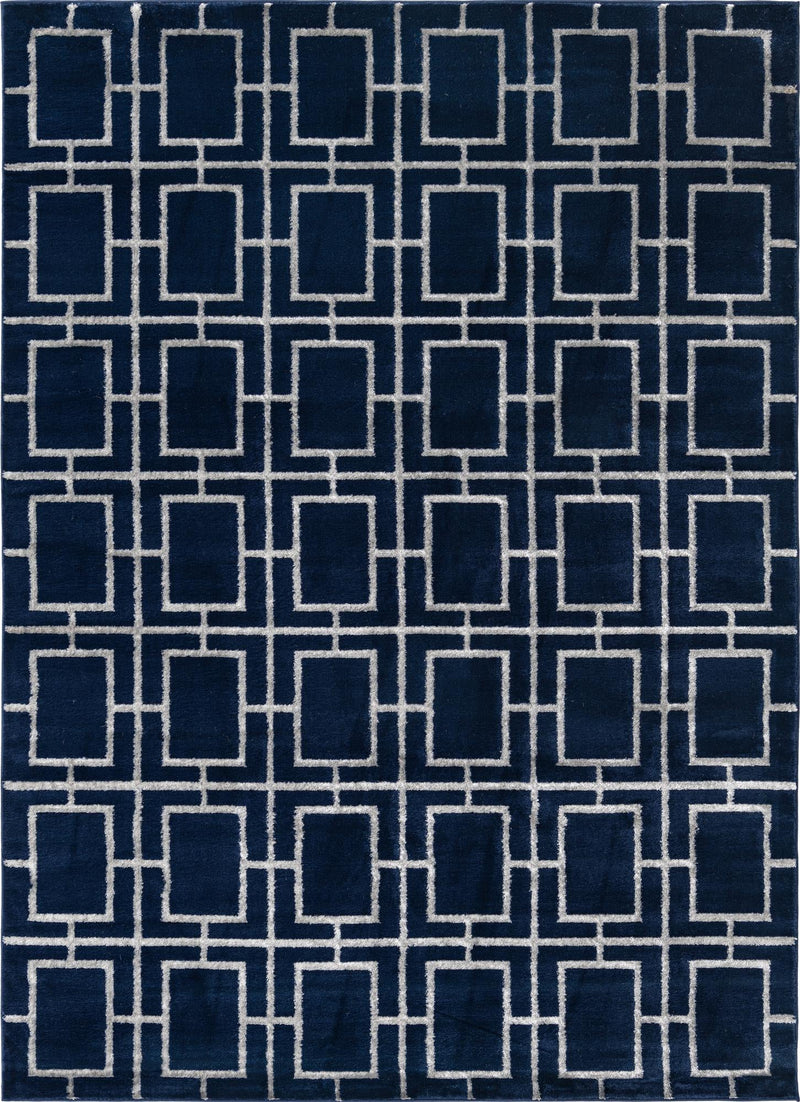 Hollywood Luxe Collection Area Rug -  Beverly (Navy Blue Silver) Rectangle Navy Blue Silver  lifestyle 2