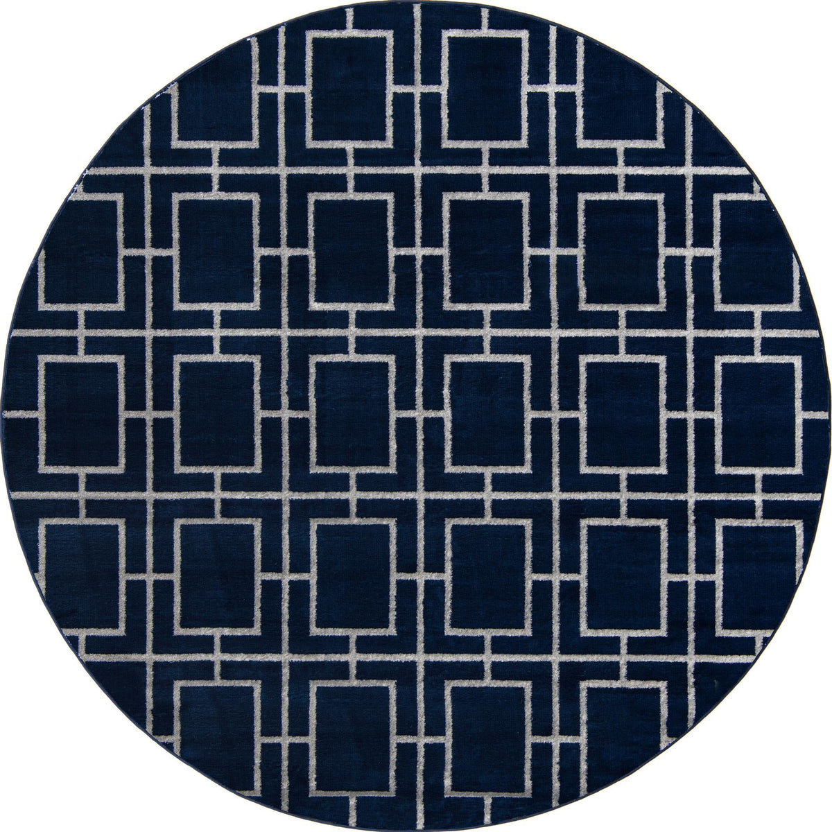 Hollywood Luxe Collection Area Rug -  Beverly Round Navy Blue and Silver  lifestyle 58