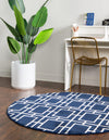 Hollywood Luxe Collection Area Rug -  Beverly (Navy Blue Silver) Round Navy Blue Silver  lifestyle 25