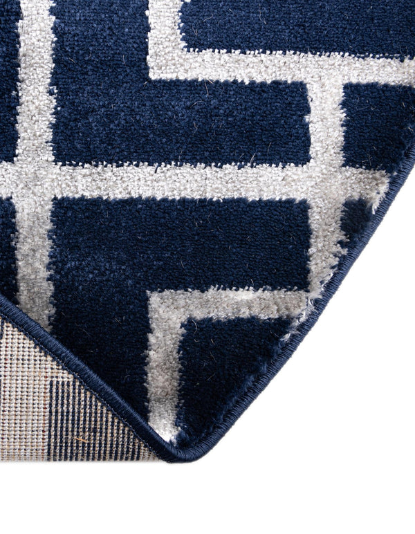 Hollywood Luxe Collection Area Rug -  Beverly (Navy Blue Silver) Round Navy Blue Silver  lifestyle 52