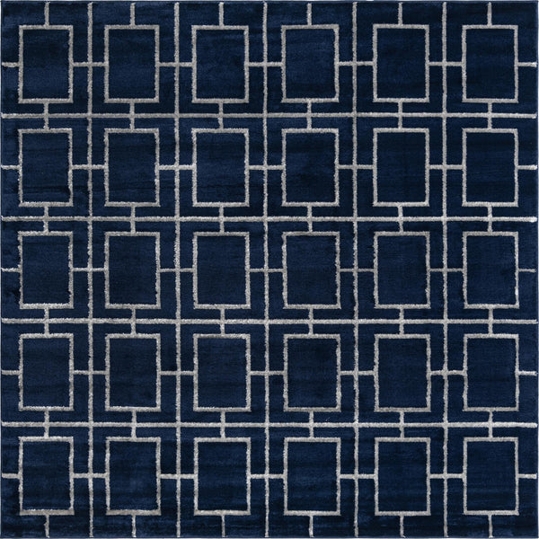 Hollywood Luxe Collection Area Rug -  Beverly (Navy Blue Silver) Square Navy Blue Silver  lifestyle 18