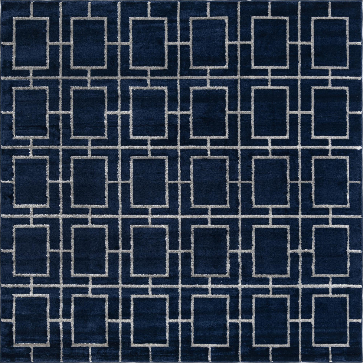 Hollywood Luxe Collection Area Rug -  Beverly Square Navy Blue and Silver  lifestyle 60