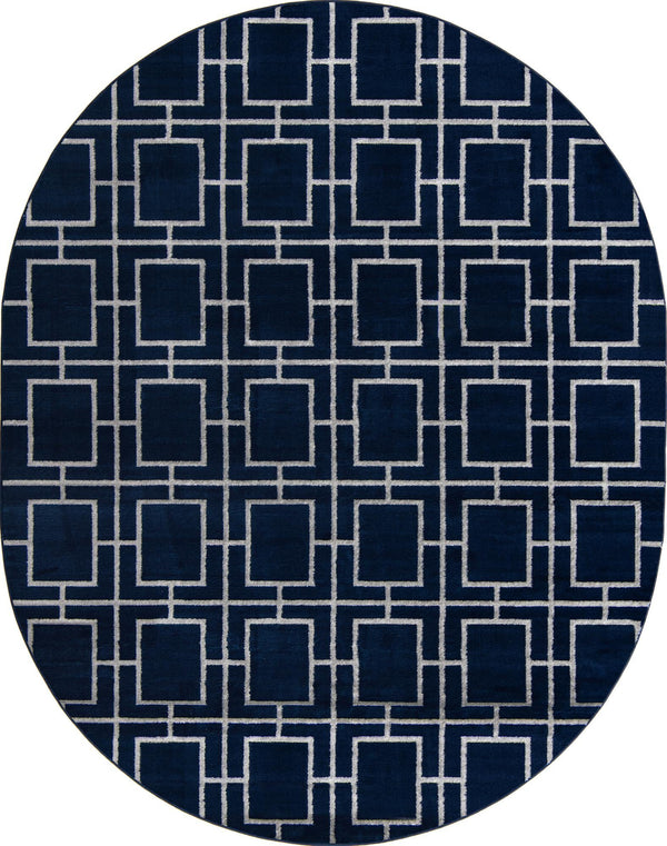 Hollywood Luxe Collection Area Rug -  Beverly (Navy Blue Silver) Oval Navy Blue Silver  lifestyle 19