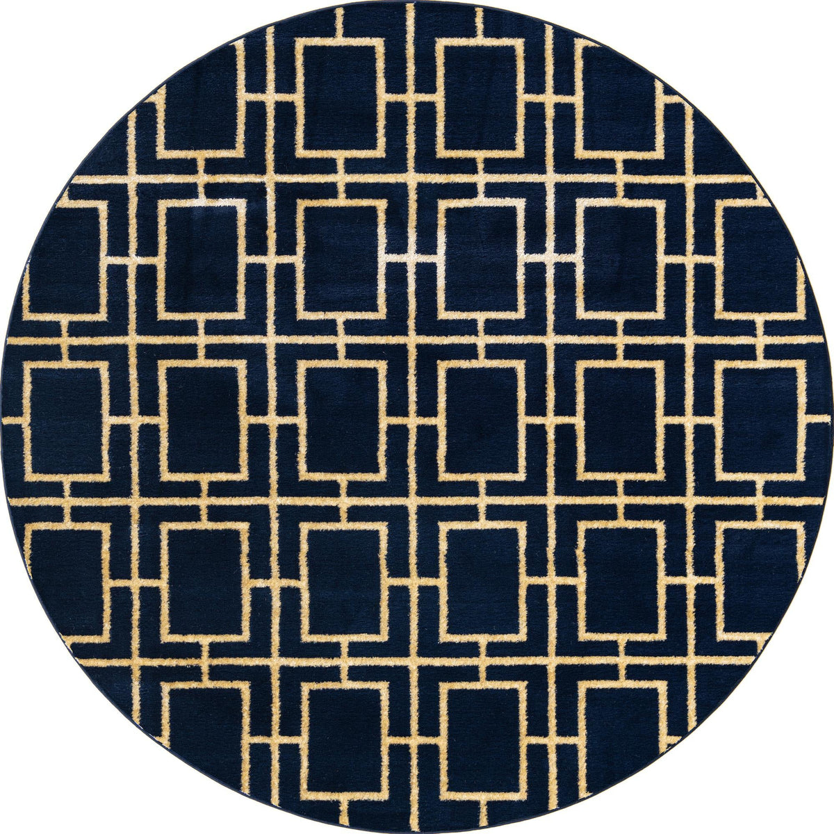 Hollywood Luxe Collection Area Rug -  Beverly Round Navy Blue and Gold  lifestyle 54