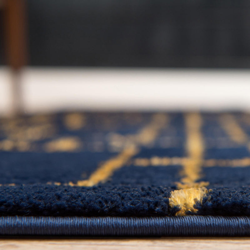 Hollywood Luxe Collection Area Rug -  Beverly (Navy Blue Gold) Round Navy Blue Gold  lifestyle 31
