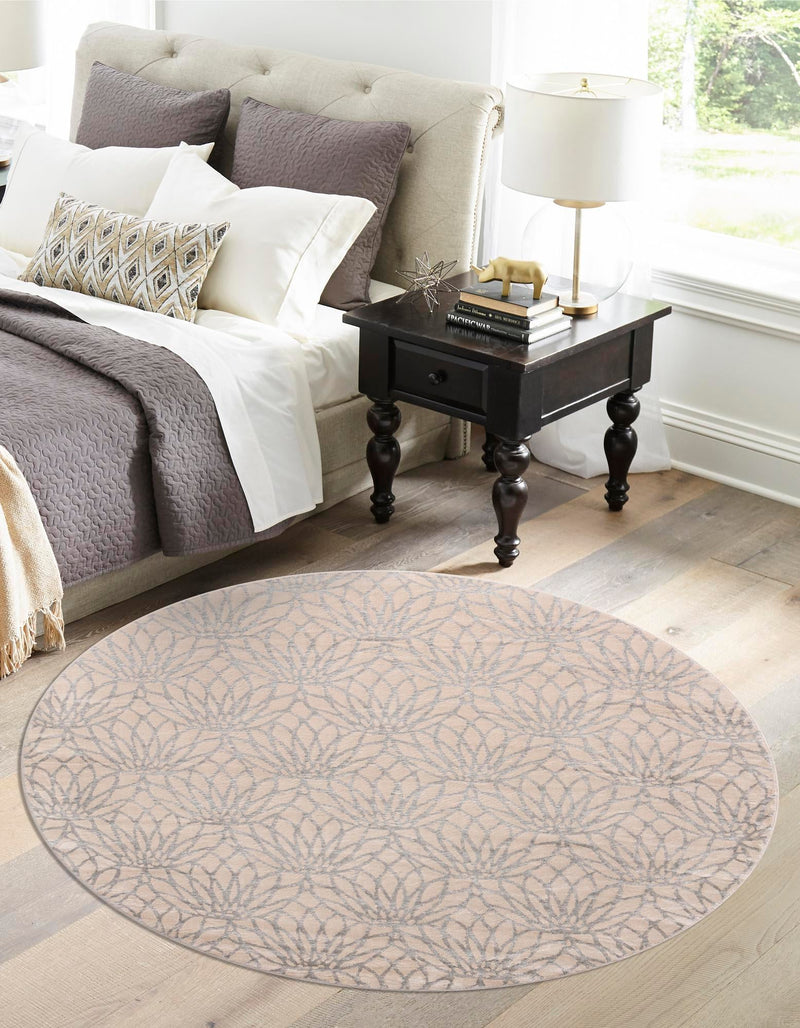 Hollywood Luxe Collection Area Rug -  Rodeo Round White Silver  lifestyle 74