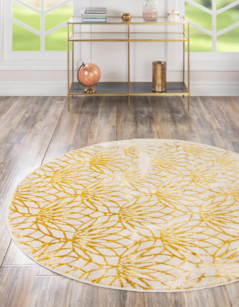 Hollywood Luxe Collection Area Rug -  Rodeo Round White Gold  lifestyle 68