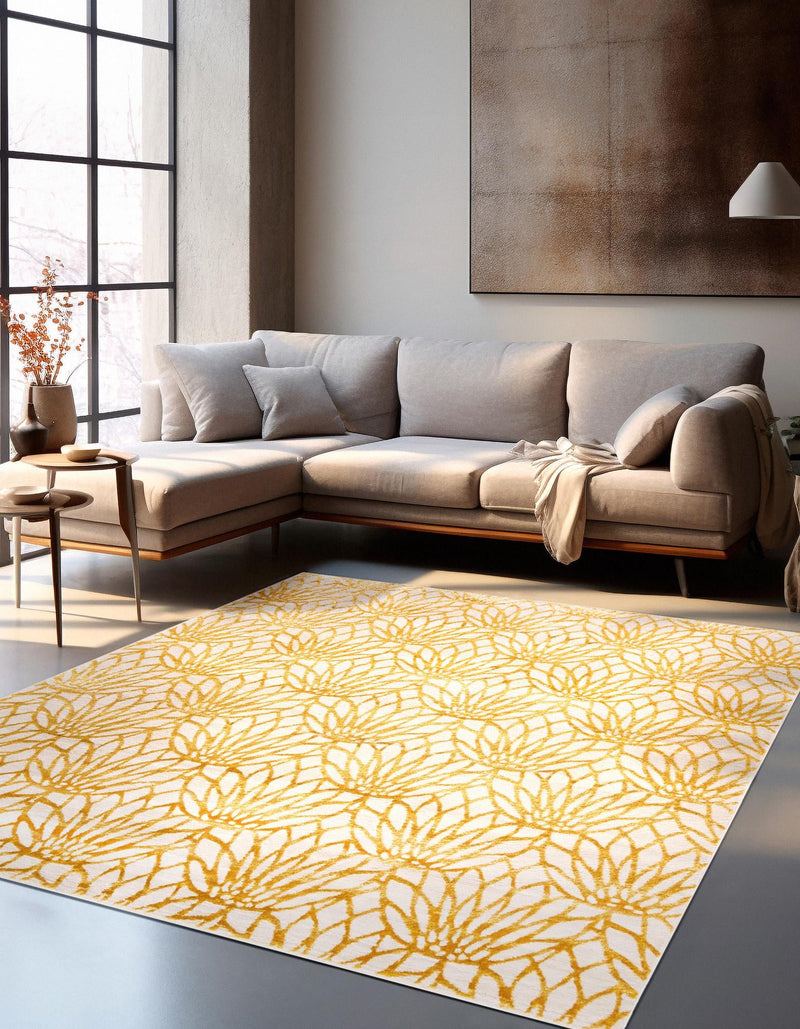 Hollywood Luxe Collection Area Rug -  Rodeo Square White Gold  lifestyle 75