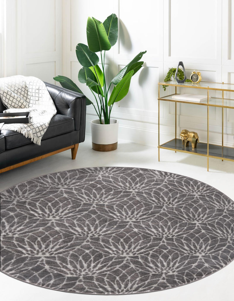 Hollywood Luxe Collection Area Rug -  Rodeo Round Gray Silver  lifestyle 71