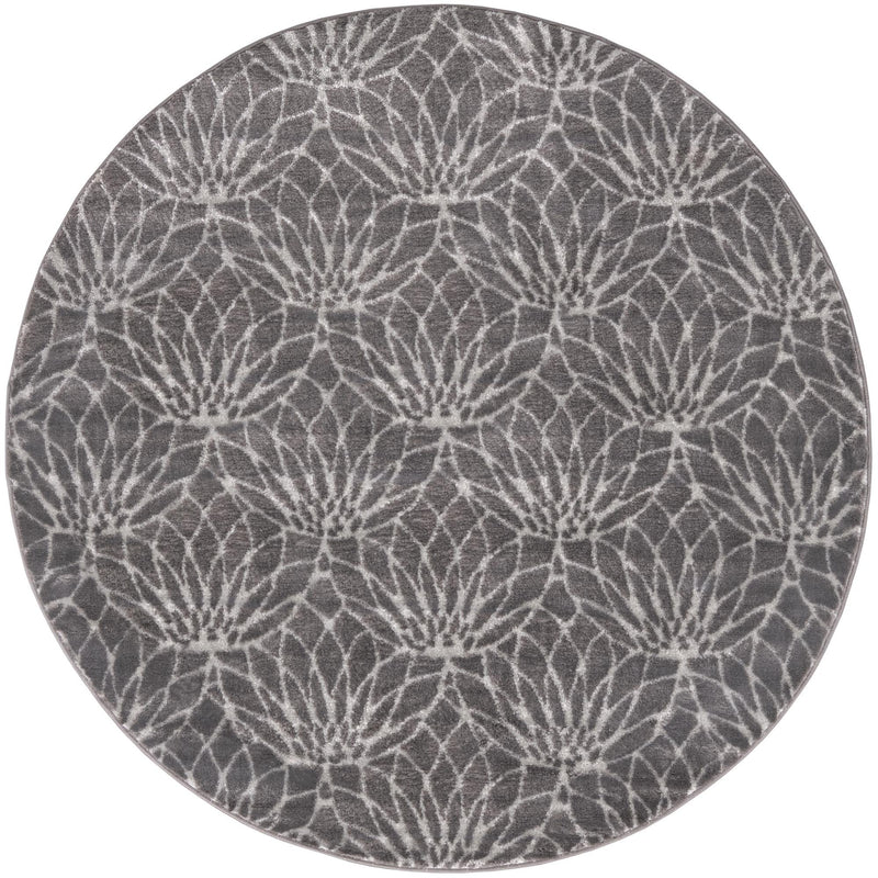 Hollywood Luxe Collection Area Rug -  Rodeo Round Gray Silver  lifestyle 55