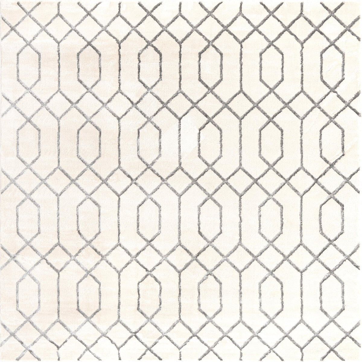 Hollywood Luxe Collection Area Rug - Sunset Square White and Silver  lifestyle 123