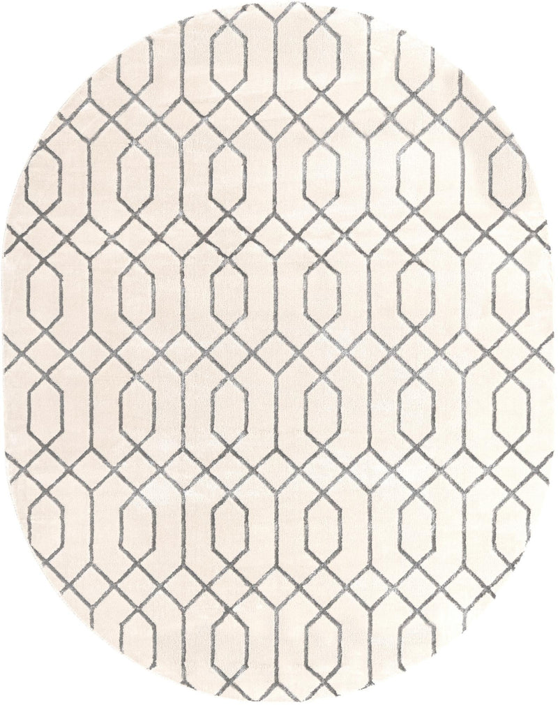 Hollywood Luxe Collection Area Rug - Sunset (White Silver) Oval White Silver  lifestyle 27