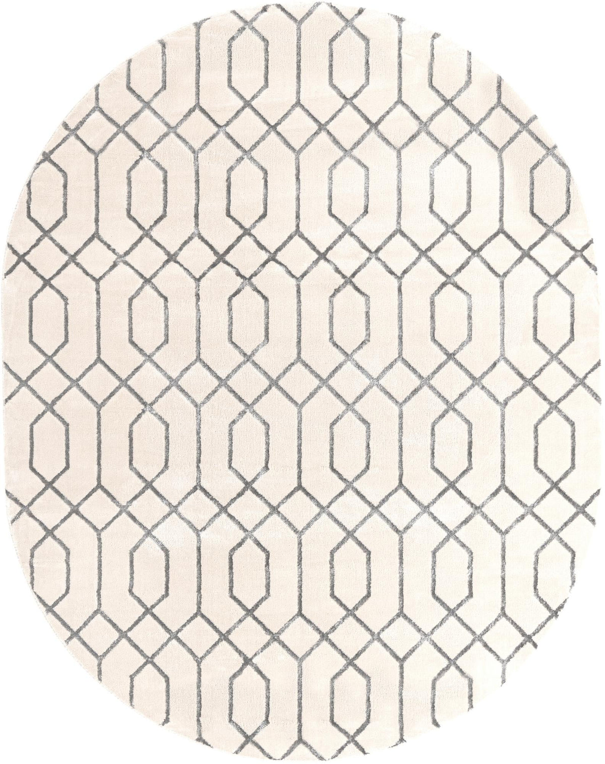 Hollywood Luxe Collection Area Rug - Sunset Oval White and Silver  lifestyle 120