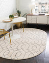 Hollywood Luxe Collection Area Rug - Sunset (White Silver) Oval White Silver  lifestyle 31