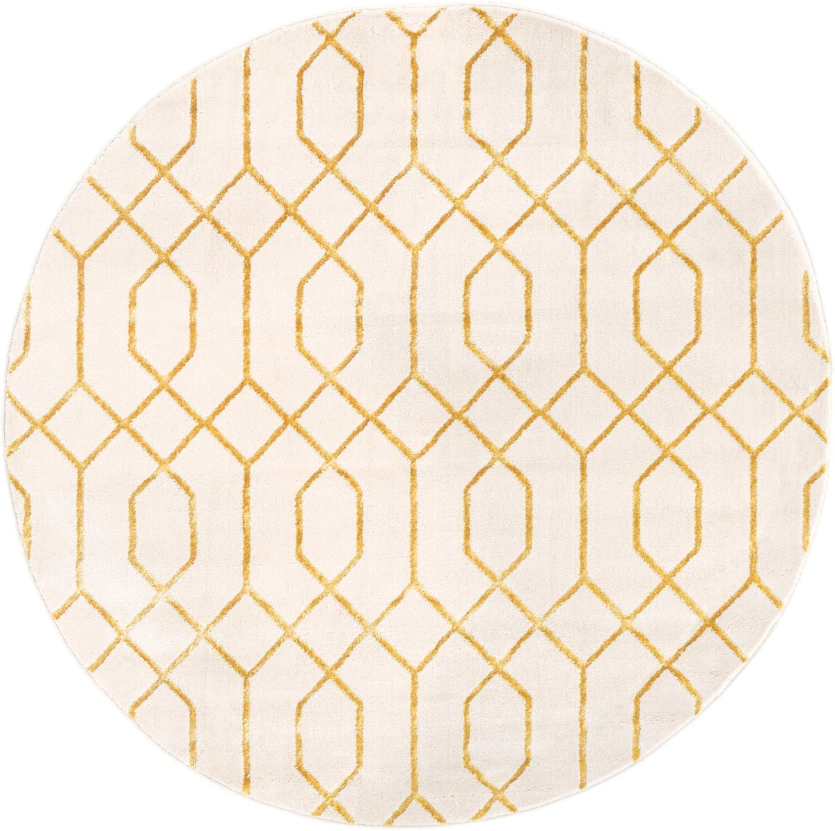 Hollywood Luxe Collection Area Rug - Sunset Round White and Gold  lifestyle 66