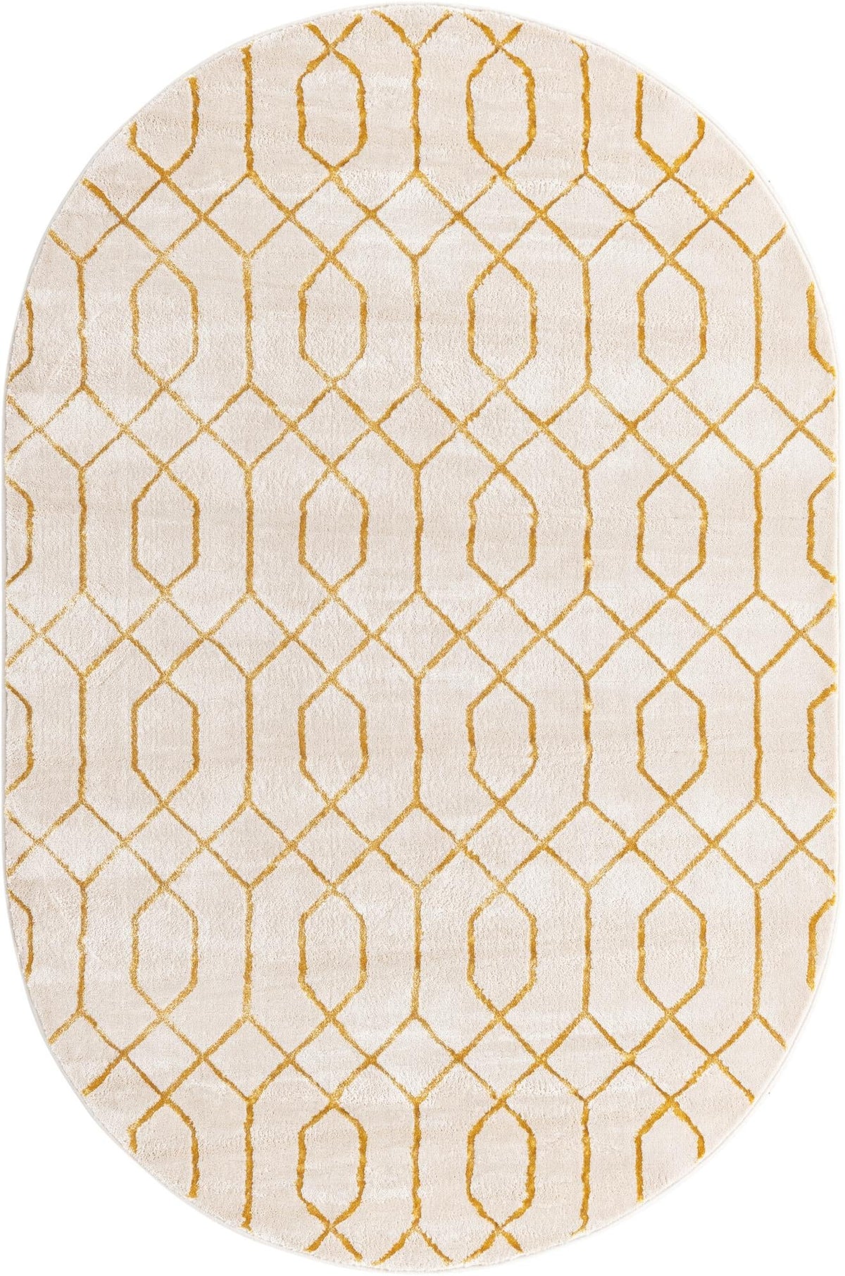 Hollywood Luxe Collection Area Rug - Sunset Oval White and Gold  lifestyle 65
