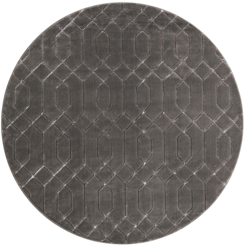 Hollywood Luxe Collection Area Rug - Sunset (Gray Silver) Round Gray Silver  lifestyle 17
