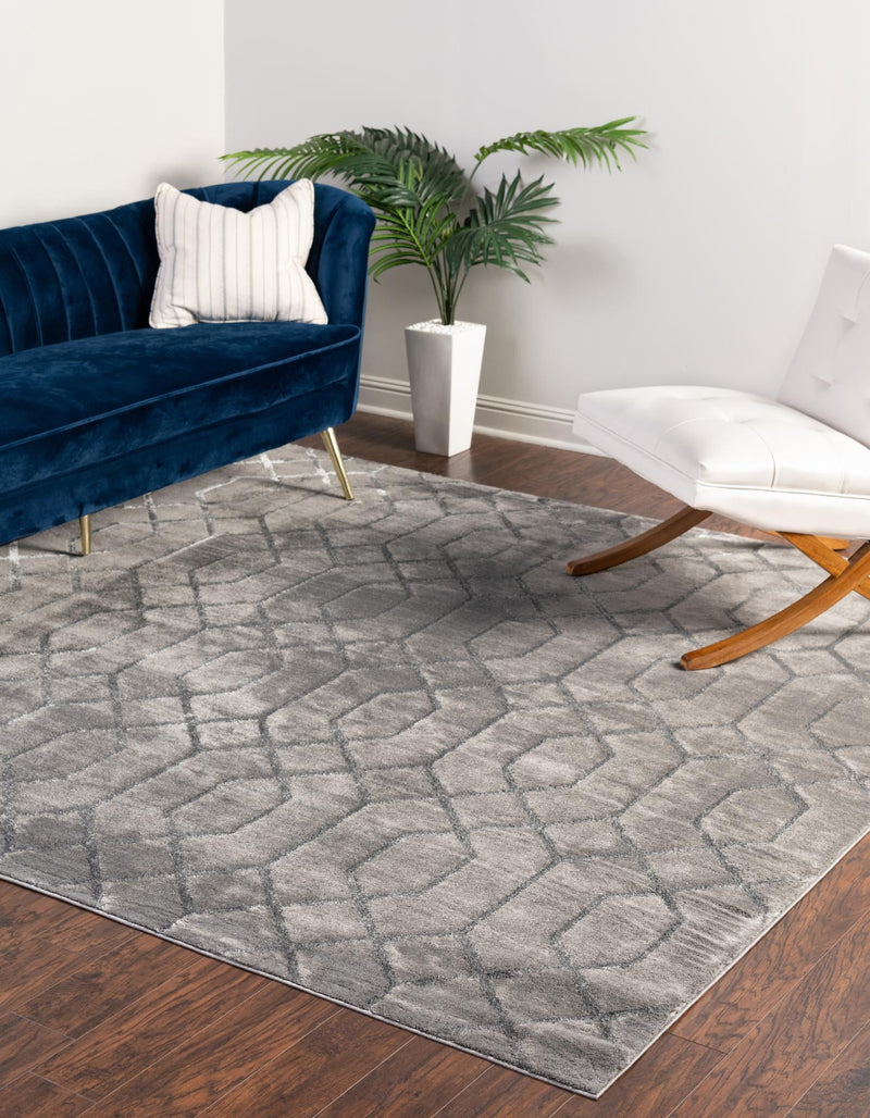 Hollywood Luxe Collection Area Rug - Sunset (Gray Silver) Square Gray Silver  lifestyle 26