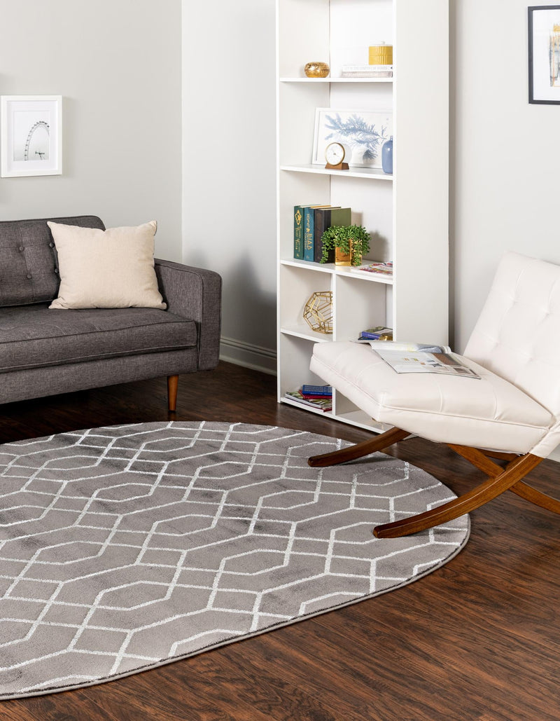 Hollywood Luxe Collection Area Rug - Sunset (Gray Silver) Oval Gray Silver  lifestyle 27