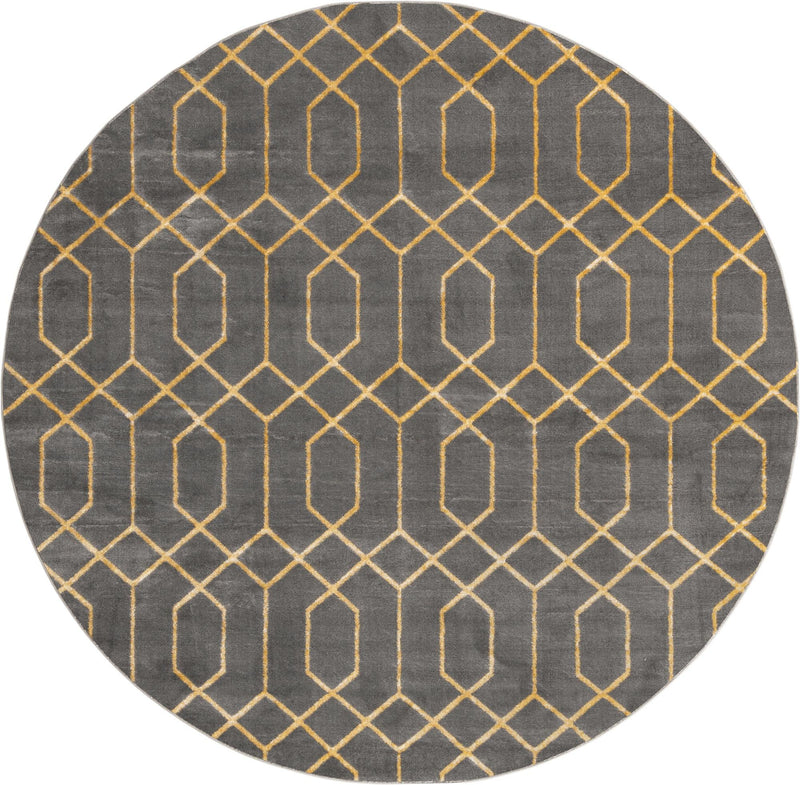 Hollywood Luxe Collection Area Rug - Sunset (Gray Gold) Round Gray Gold  lifestyle 12