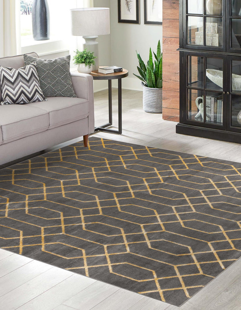 Hollywood Luxe Collection Area Rug - Sunset (Gray Gold) Square Gray Gold  lifestyle 17