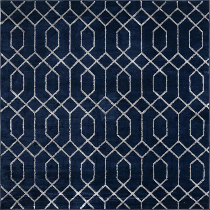 Hollywood Luxe Collection Area Rug - Sunset (Navy Blue Silver) Square Navy Blue Silver  lifestyle 19
