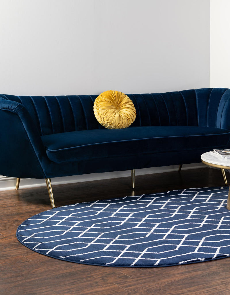 Hollywood Luxe Collection Area Rug - Sunset (Navy Blue Silver) Oval Navy Blue Silver  lifestyle 28